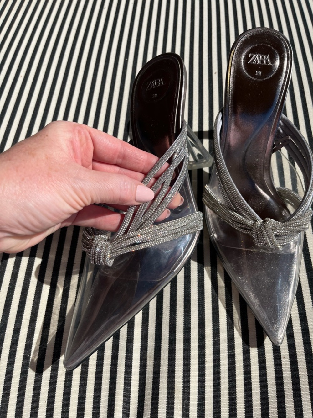 Zara Rhinestone Open Back Heels. Size 8. NEVER BEEN WORN! - Picture 6 of 8